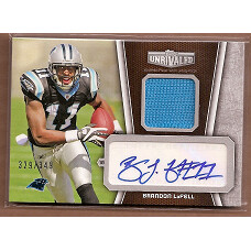 2010 Topps Unrivaled Autographed Patch #UAPBL Brandon LaFell/349. rookie card picture