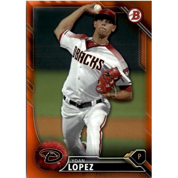 2016 Bowman Prospects Orange #BP144 Yoan Lopez. rookie card picture