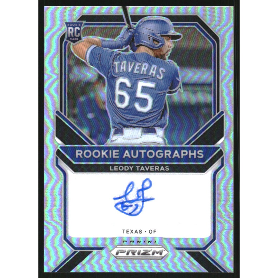 2021 Panini Prizm Rookie Autographs Prizms Silver #68 Leody Taveras. rookie card picture