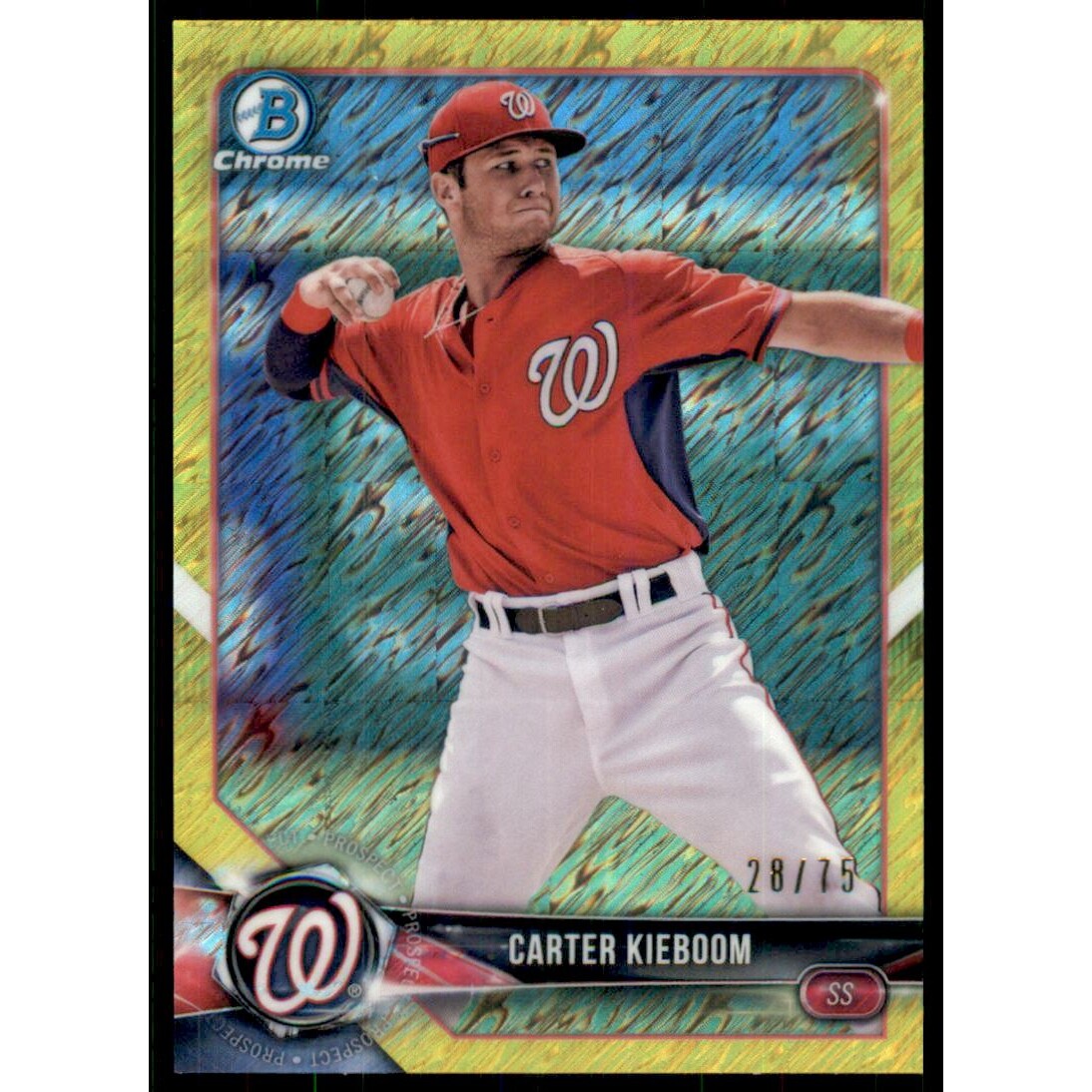 2018 Bowman Chrome Prospects Canary Yellow Shimmer Refractors #BCP7 Carter Kieboom