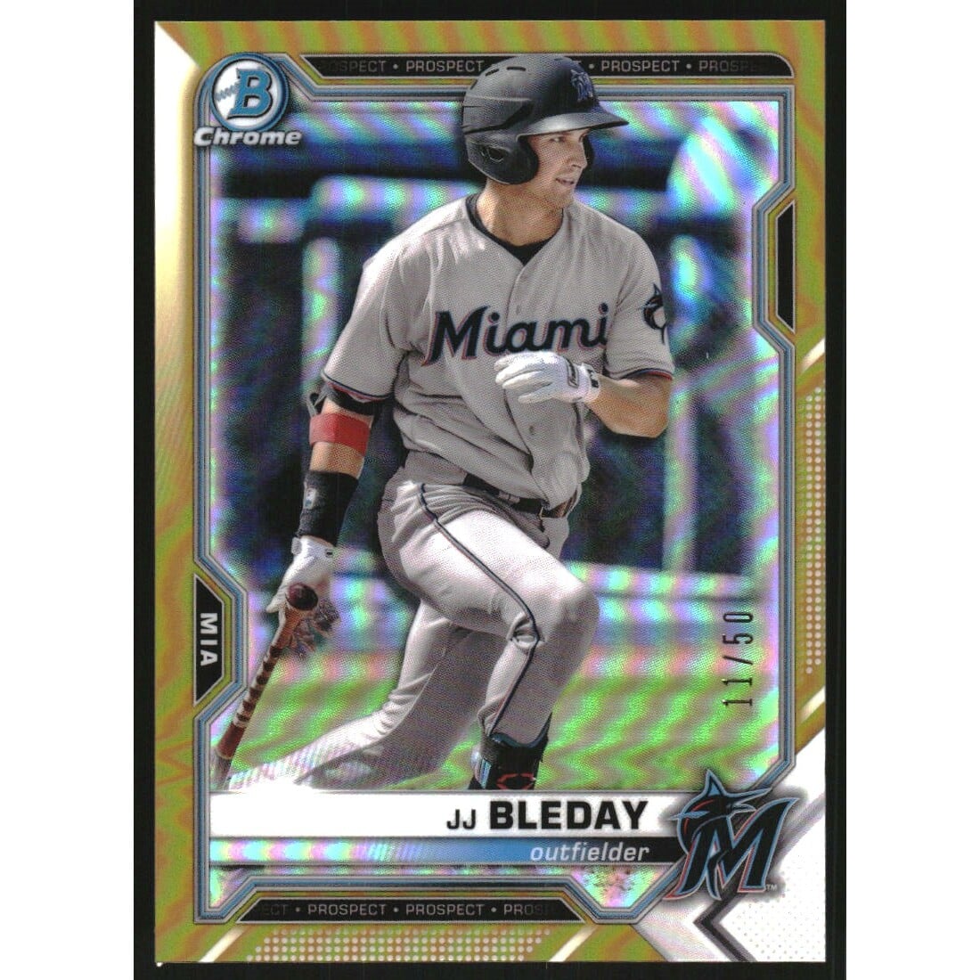 2021 Bowman Chrome Prospects Gold Refractors #BCP200 JJ Bleday. rookie card picture