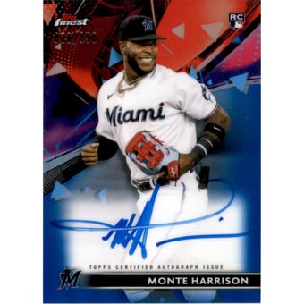 2021 Finest Autographs Blue Refractors #FAMH Monte Harrison