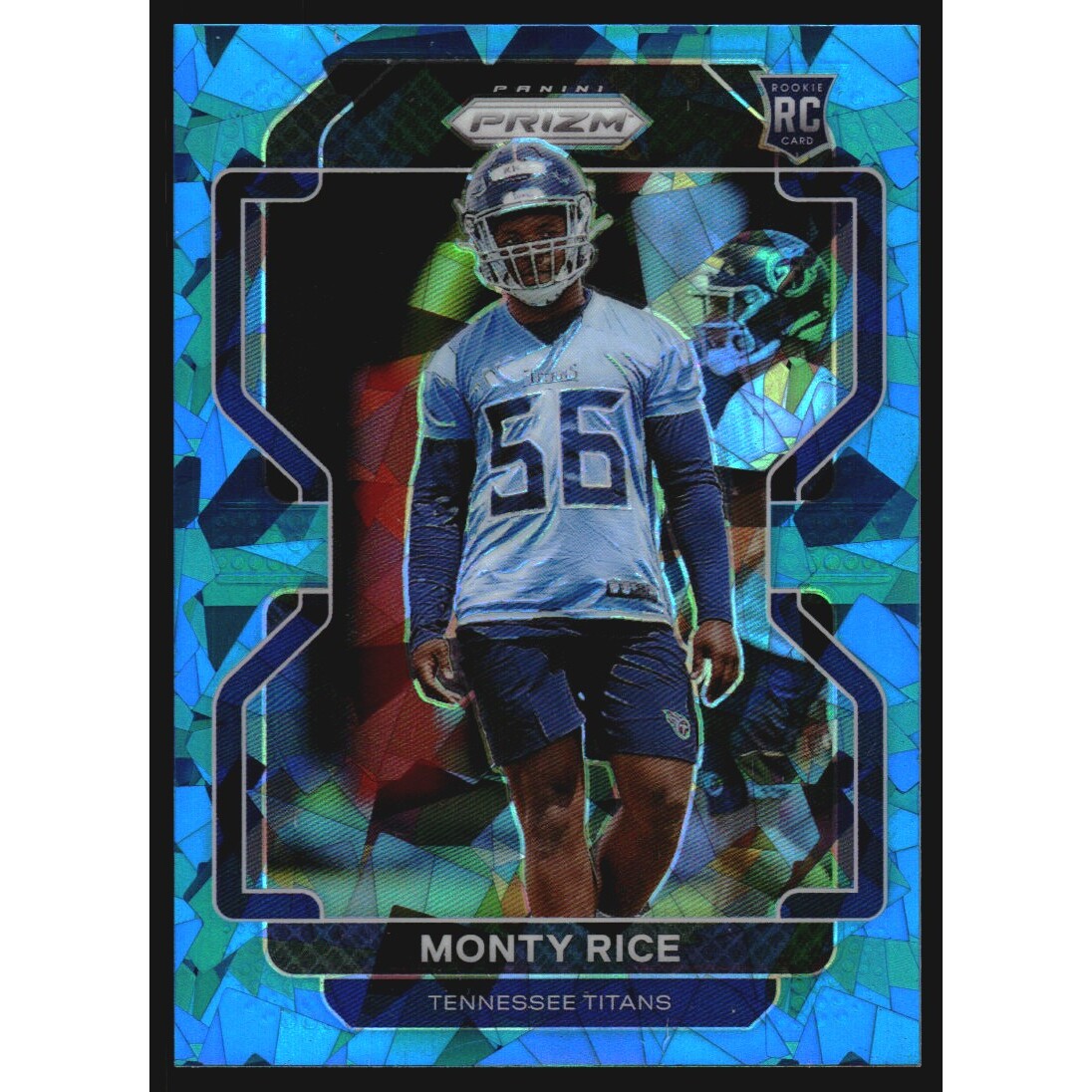 2021 Panini Prizm Prizms Blue Ice #420 Monty Rice. rookie card picture