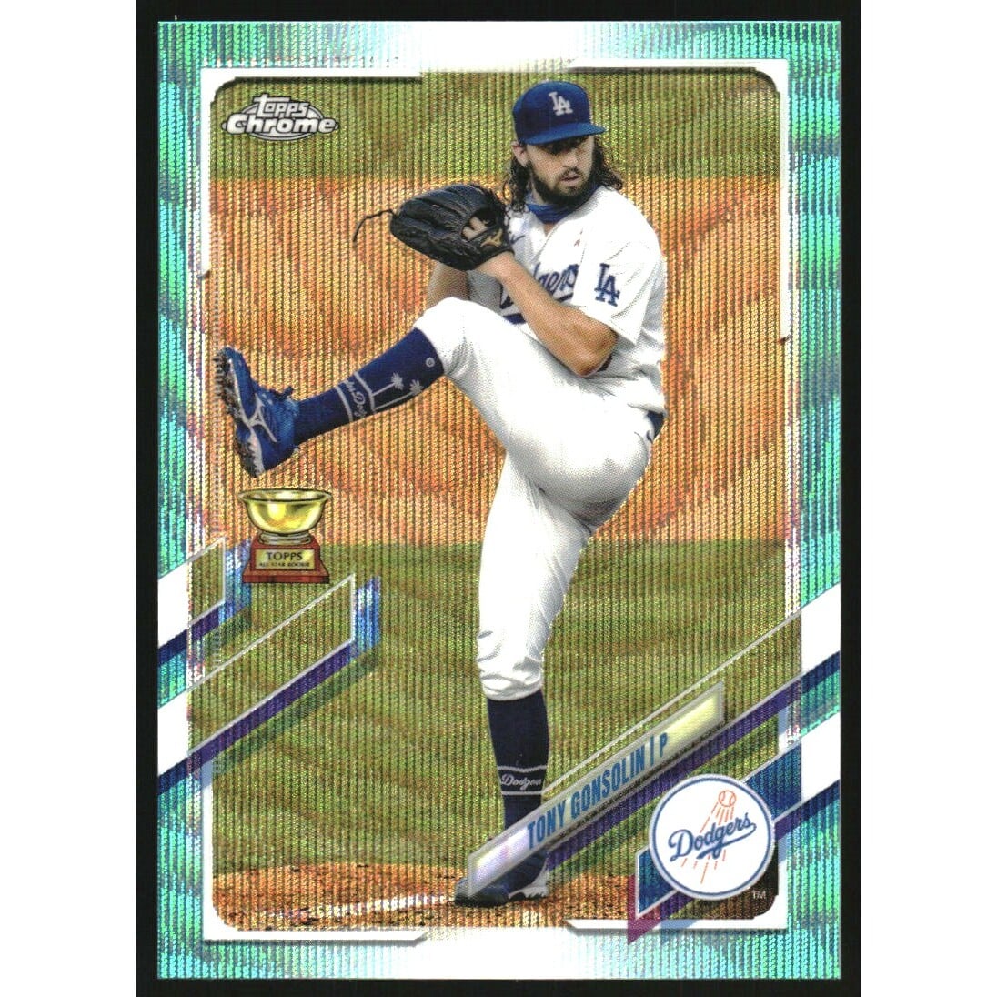 2021 Topps Chrome Aqua Wave Refractors #183 Tony Gonsolin. rookie card picture