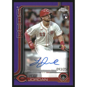 2025 Topps Chrome Rookie Autographs Purple Refractors #RALJ Levi Jordan