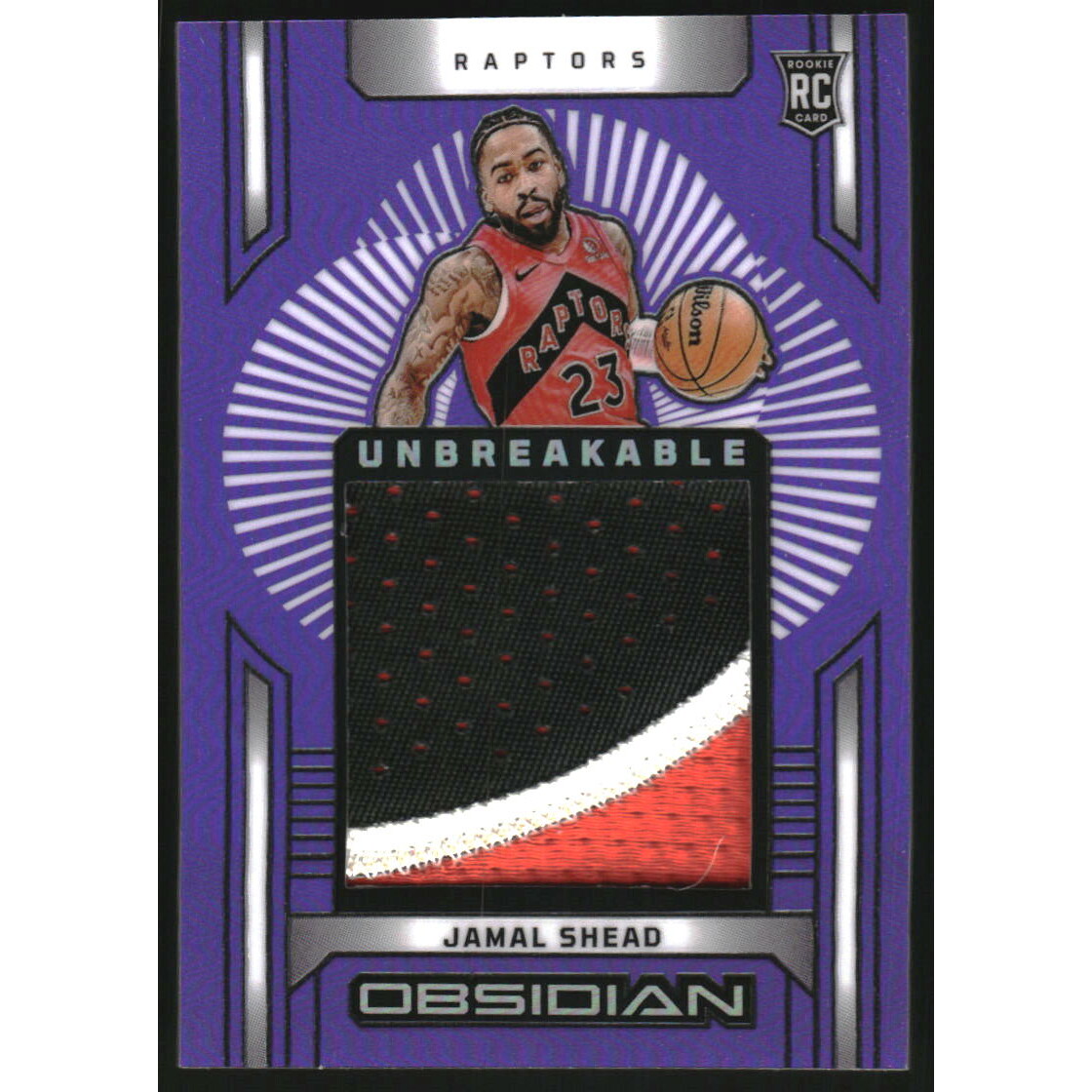 2024-25 Panini Obsidian Unbreakable Memorabilia Electric Etch Purple Flood #18 Jamal Shead