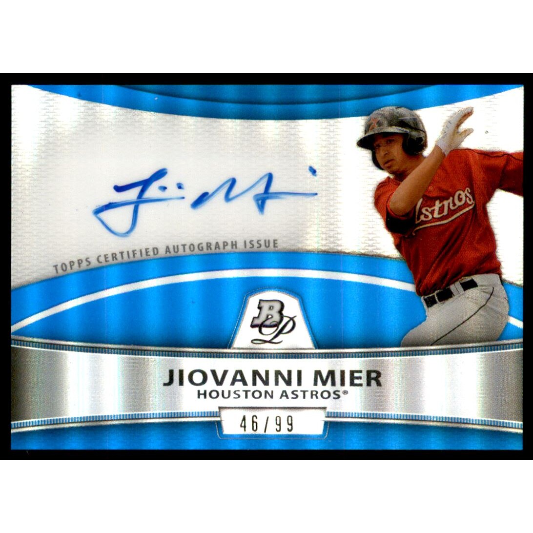 2010 Bowman Platinum Prospect Autographs Blue Refractors #JMI Jiovanni Mier. rookie card picture