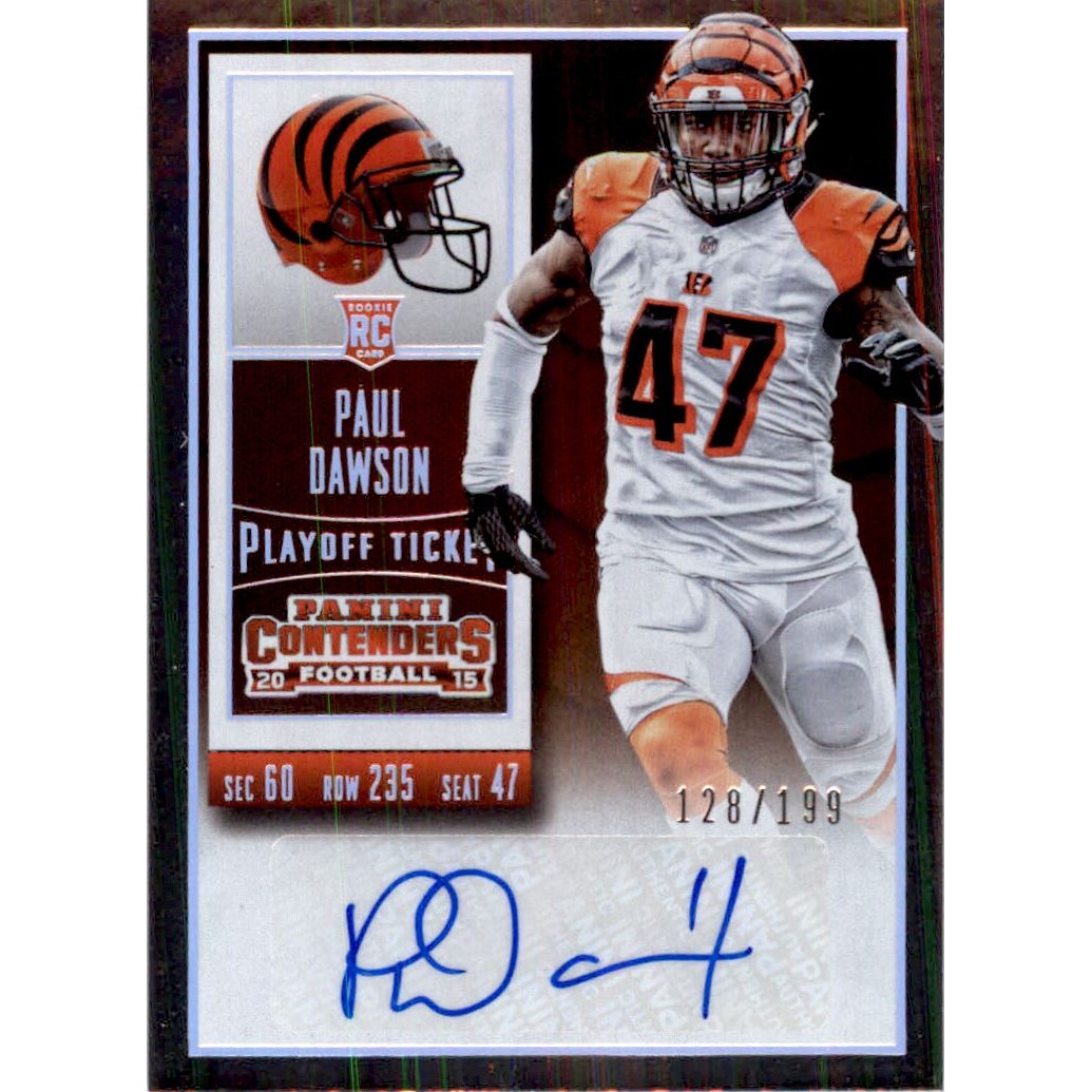 2015 Panini Contenders Playoff Ticket #135 Paul Dawson AU/199. rookie card picture