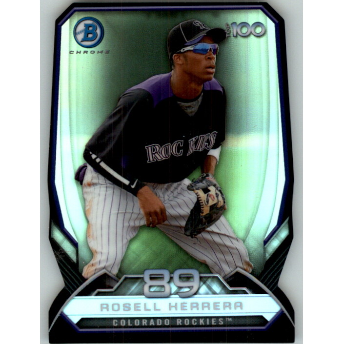 2014 Bowman Chrome Top 100 Prospects Die Cut Refractors #BTP89 Rosell Herrera. rookie card picture