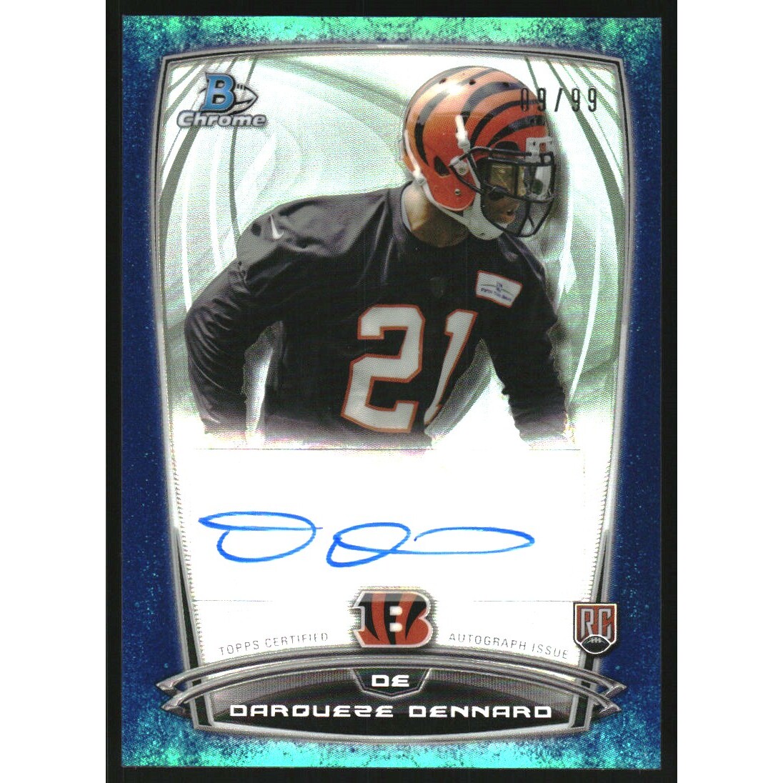 2014 Bowman Chrome Rookie Autographs Bubbles Refractors #RCRADD Darqueze Dennard. rookie card picture