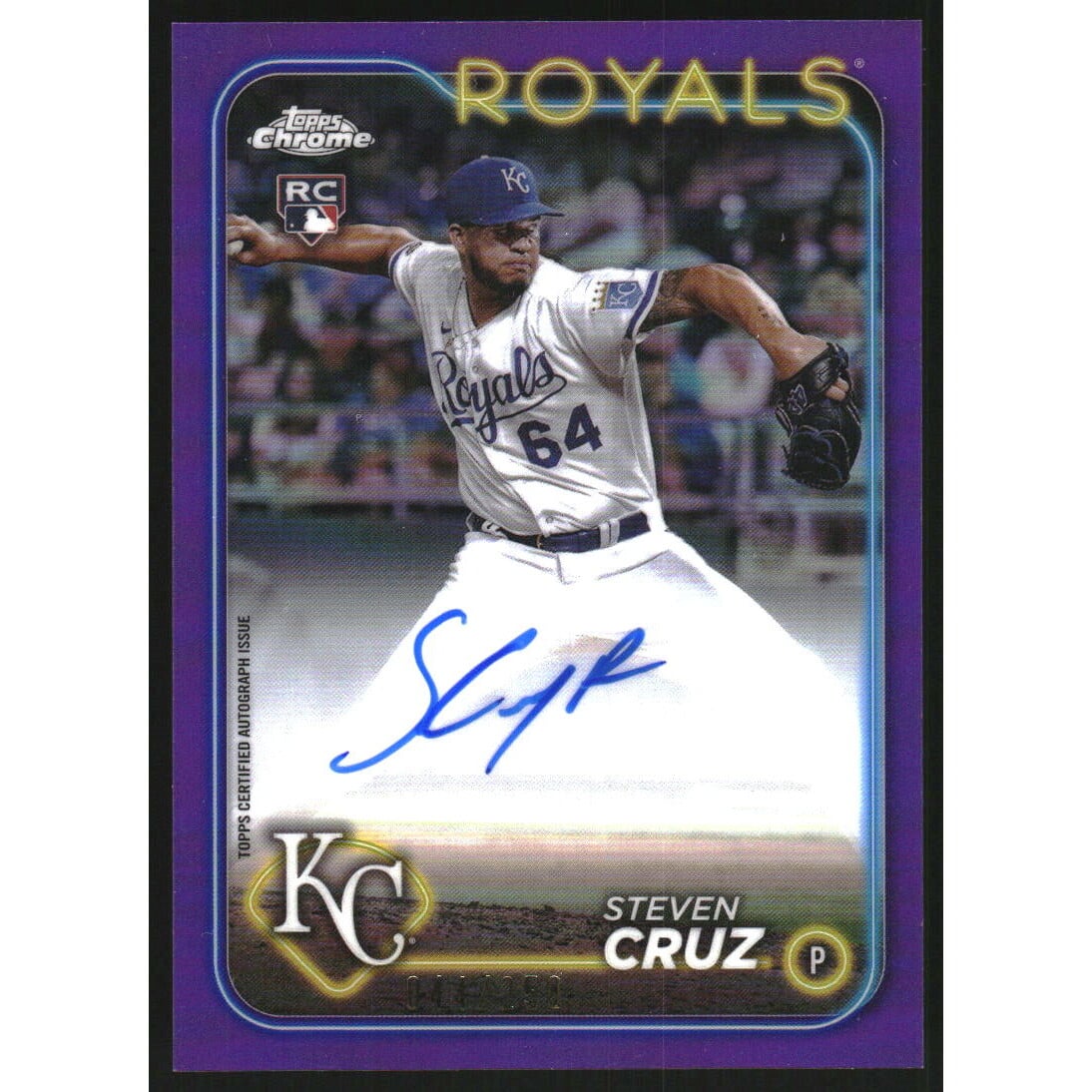 2024 Topps Chrome Rookie Autographs Purple Refractors #RASC Steven Cruz. rookie card picture