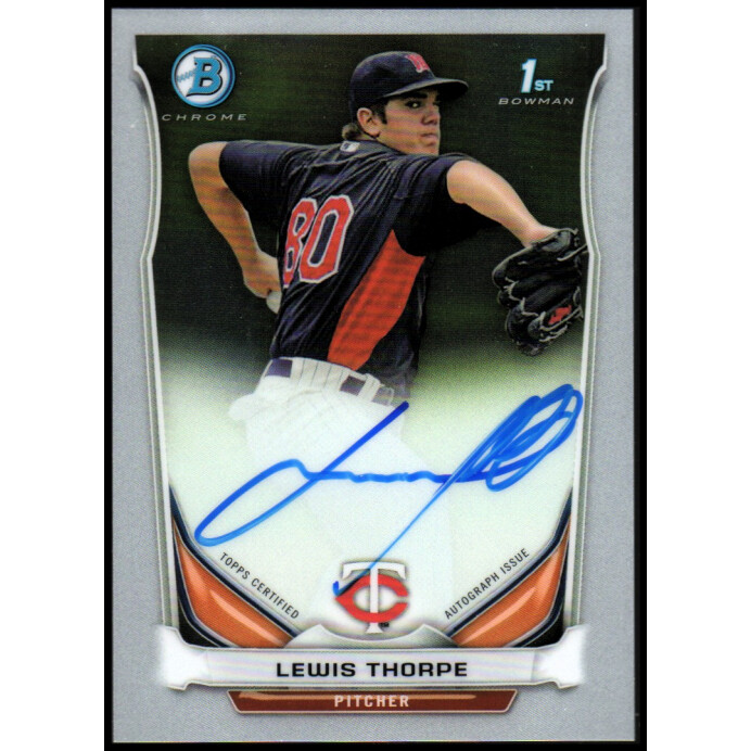 2014 Bowman Chrome Prospect Autographs #BCAPLT Lewis Thorpe. rookie card picture