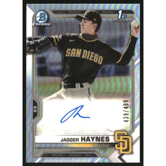 2021 Bowman Chrome Prospect Autographs Refractors #CPAJH Jagger Haynes