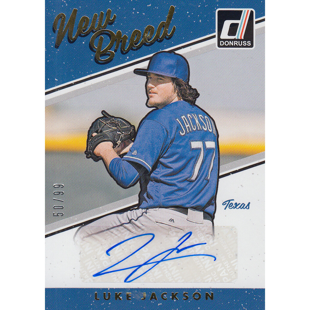 2017 Donruss New Breed Autographs Gold #NBLJ Luke Jackson/99. rookie card picture