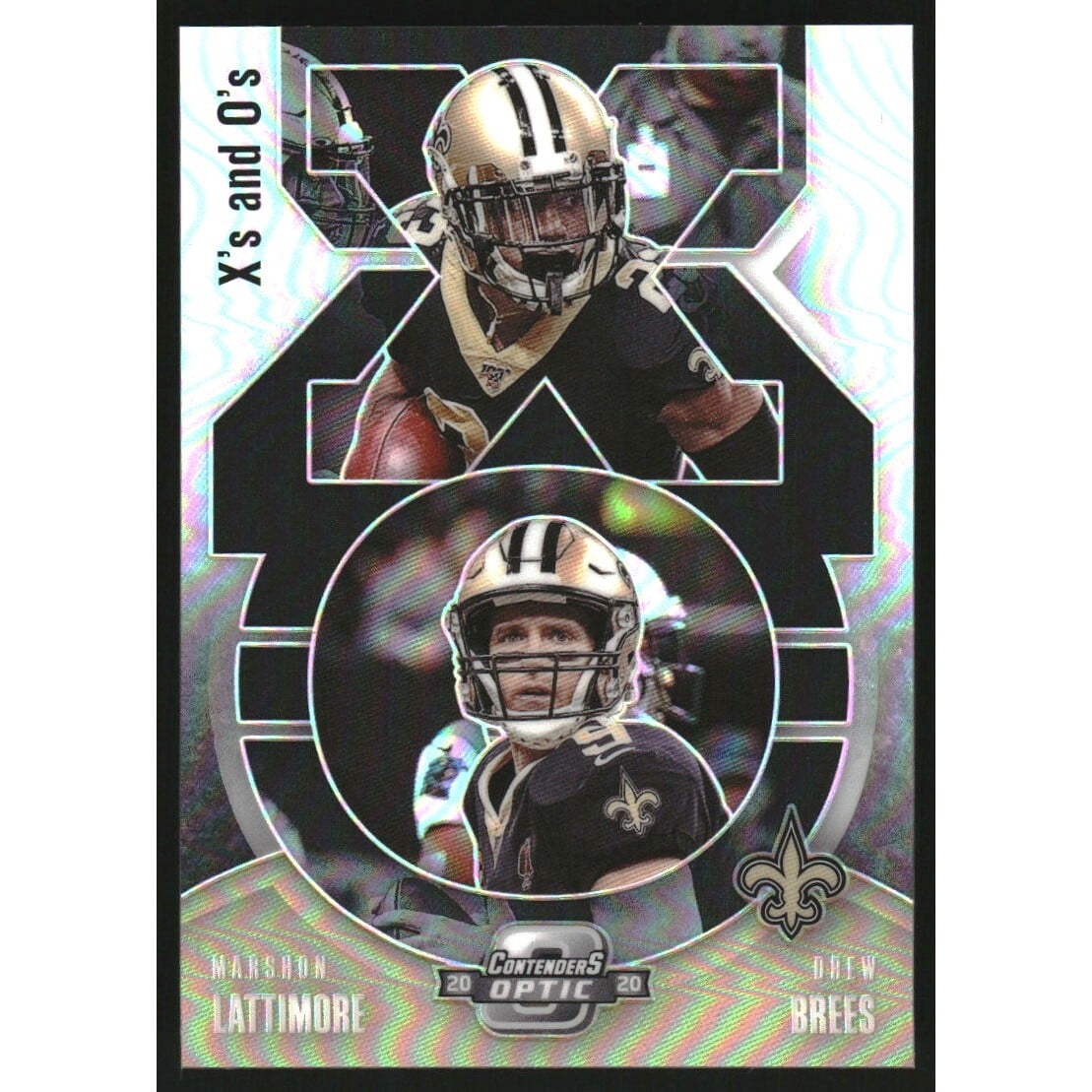 2020 Panini Contenders Optic Xs and Os #16 Drew Brees/Marshon Lattimore. rookie card picture