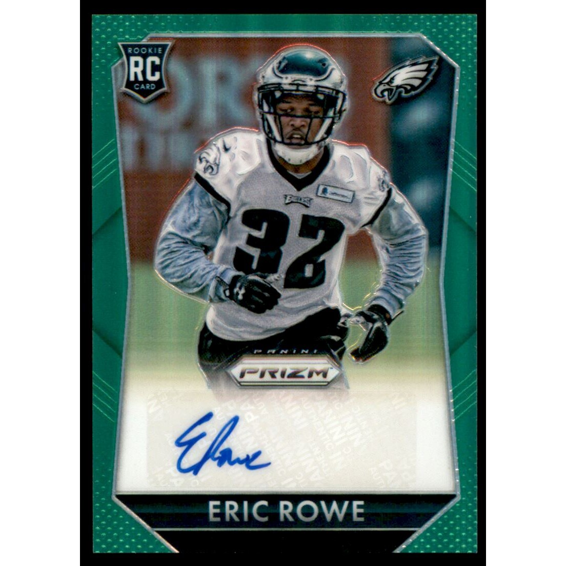 2015 Panini Prizm Rookie Autographs Prizms Green #RSER Eric Rowe/99. rookie card picture