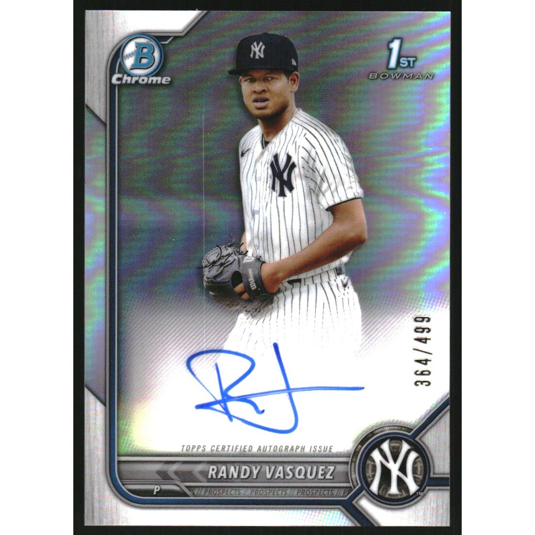 2022 Bowman Chrome Prospect Autographs Refractors #CPARV Randy Vasquez. rookie card picture