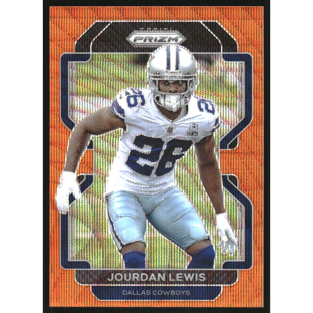 2021 Panini Prizm Prizms Orange Wave #246 Jourdan Lewis. rookie card picture