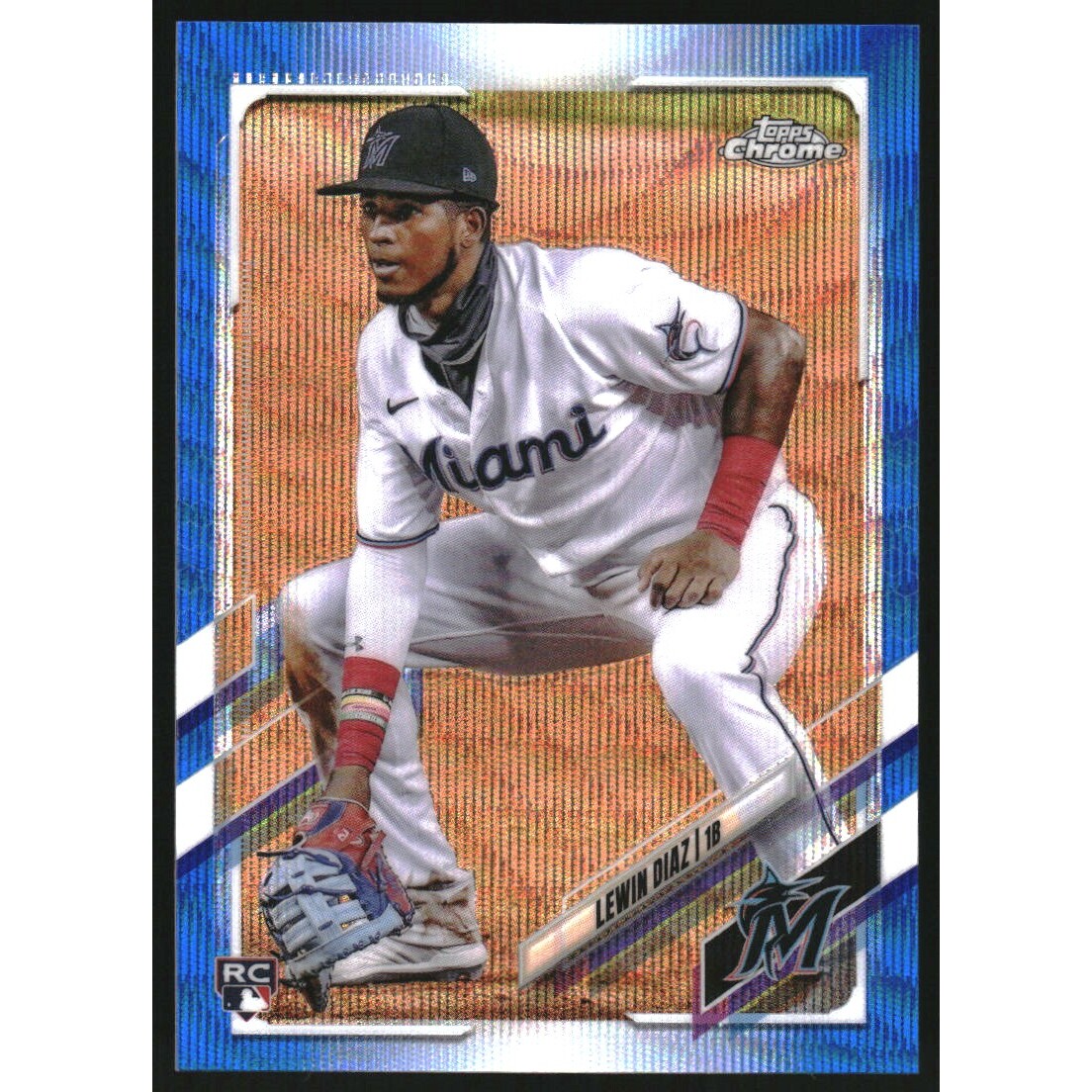 2021 Topps Chrome Blue Wave Refractors #83 Lewin Diaz 2021 Topps Chrome Blue Wave Refractors #83 Lewin Diaz
