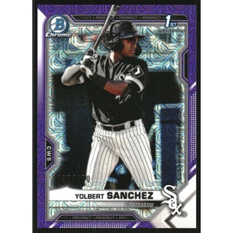 2021 Bowman Chrome Mega Box Prospects Purple Refractors #BCP40 Yolbert Sanchez