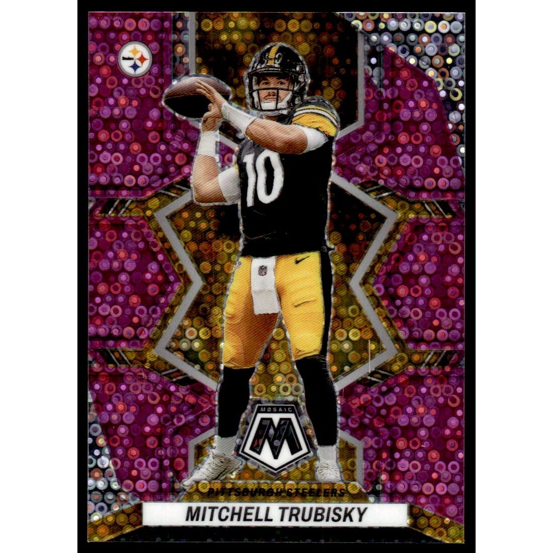 2022 Panini Mosaic Mosaic No Huddle Pink #162 Mitchell Trubisky. rookie card picture