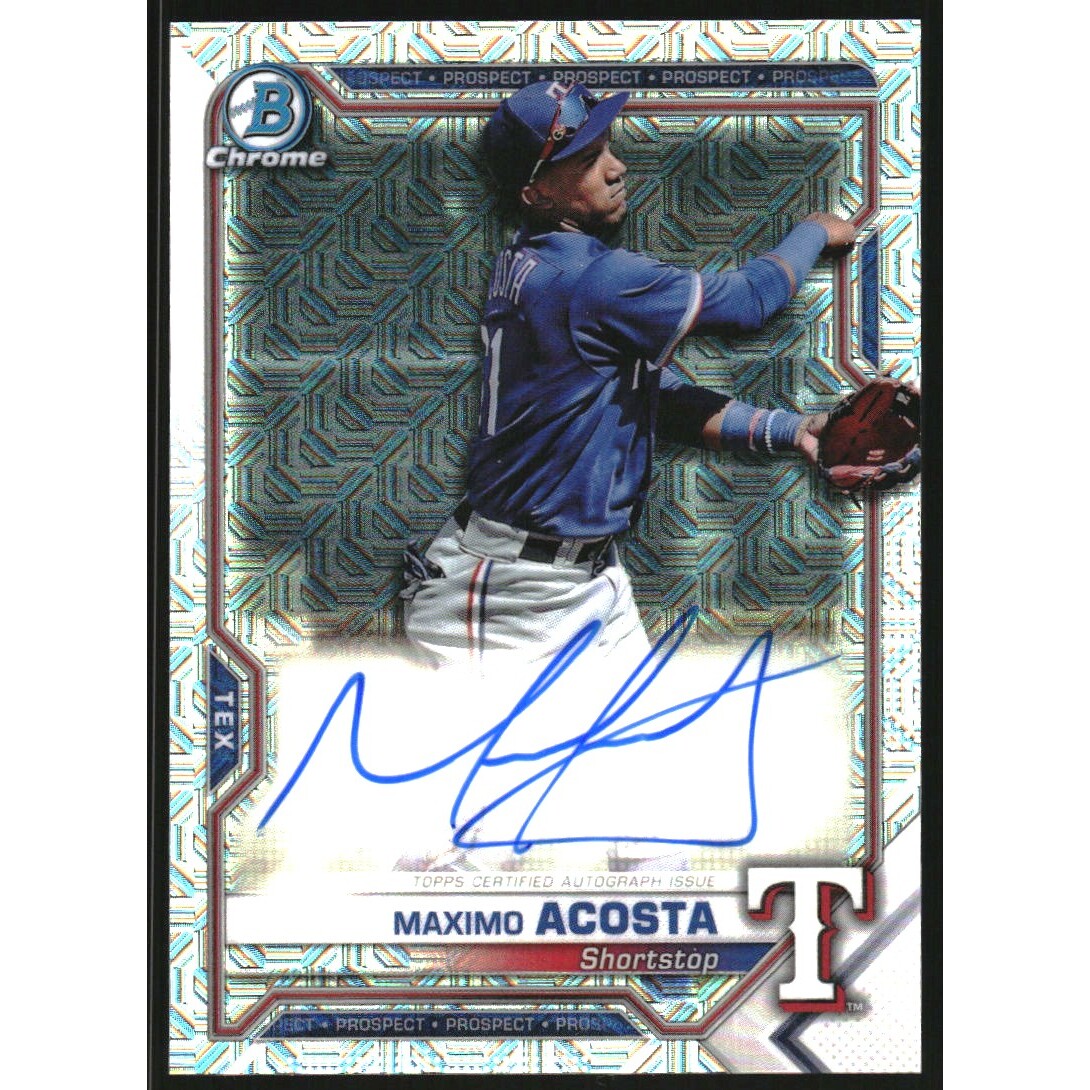 2021 Bowman Chrome Mega Box Prospect Autograph Refractors #BCMAMA Maximo Acosta