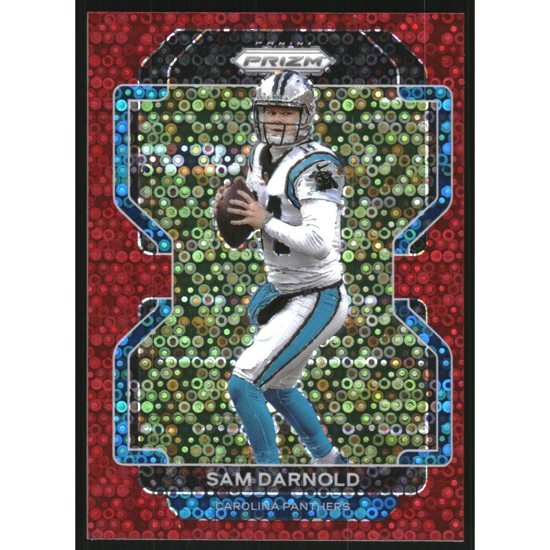 2021 Panini Prizm Prizms No Huddle Red #314 Sam Darnold. rookie card picture