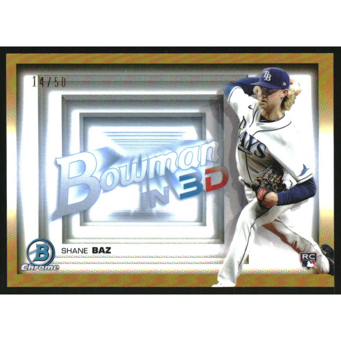 2022 Bowman Chrome Bowman in 3D Gold Refractors #B3D5 Shane Baz 2022 Bowman Chrome Bowman in 3D Gold Refractors #B3D5 Shane Baz