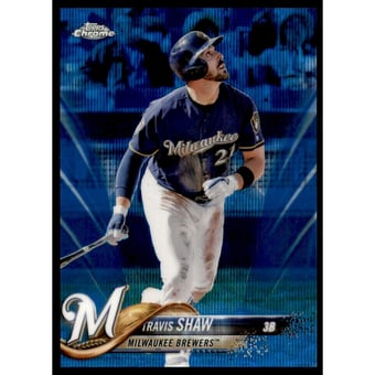 2018 Topps Chrome Blue Wave Refractors #105 Travis Shaw