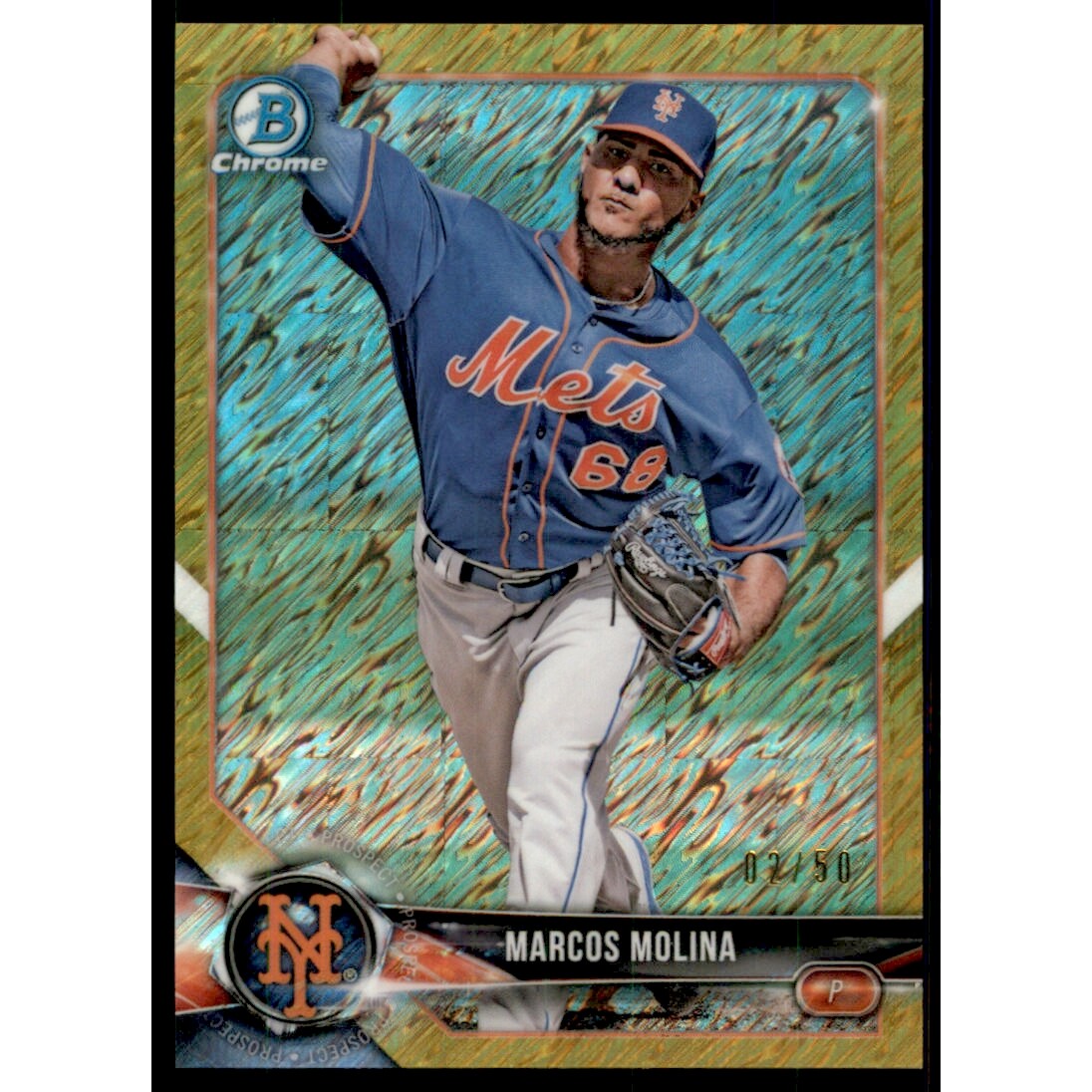 2018 Bowman Chrome Prospects Gold Shimmer Refractors #BCP35 Marcos Molina