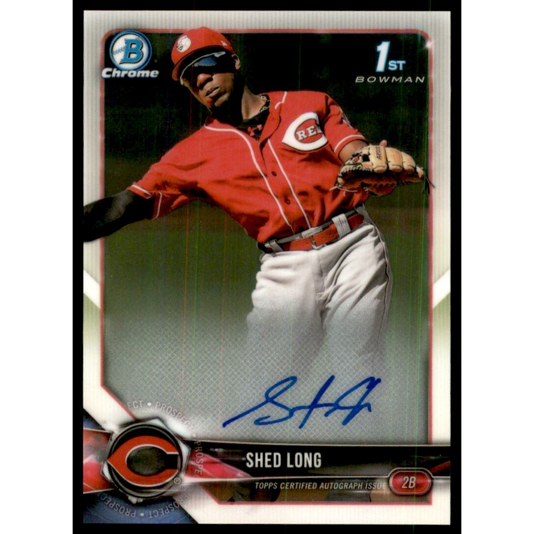 2018 Bowman Chrome Prospect Autographs #CPASL Shed Long. rookie card picture