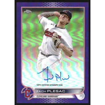 2022 Topps Chrome Veteran Autographs Purple Refractors #CVAZP Zach Plesac