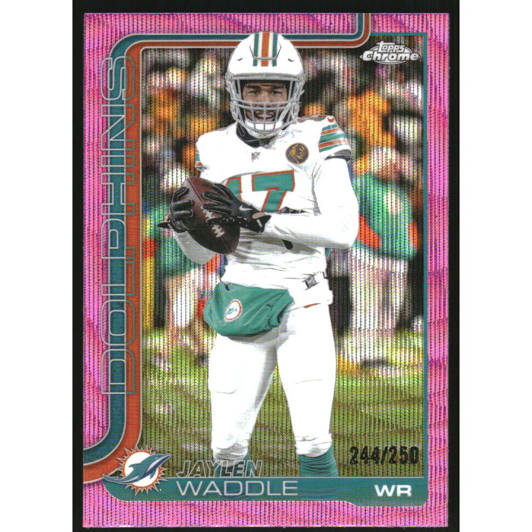 2025 Topps Chrome Pink Wave Refractors #186 Jaylen Waddle