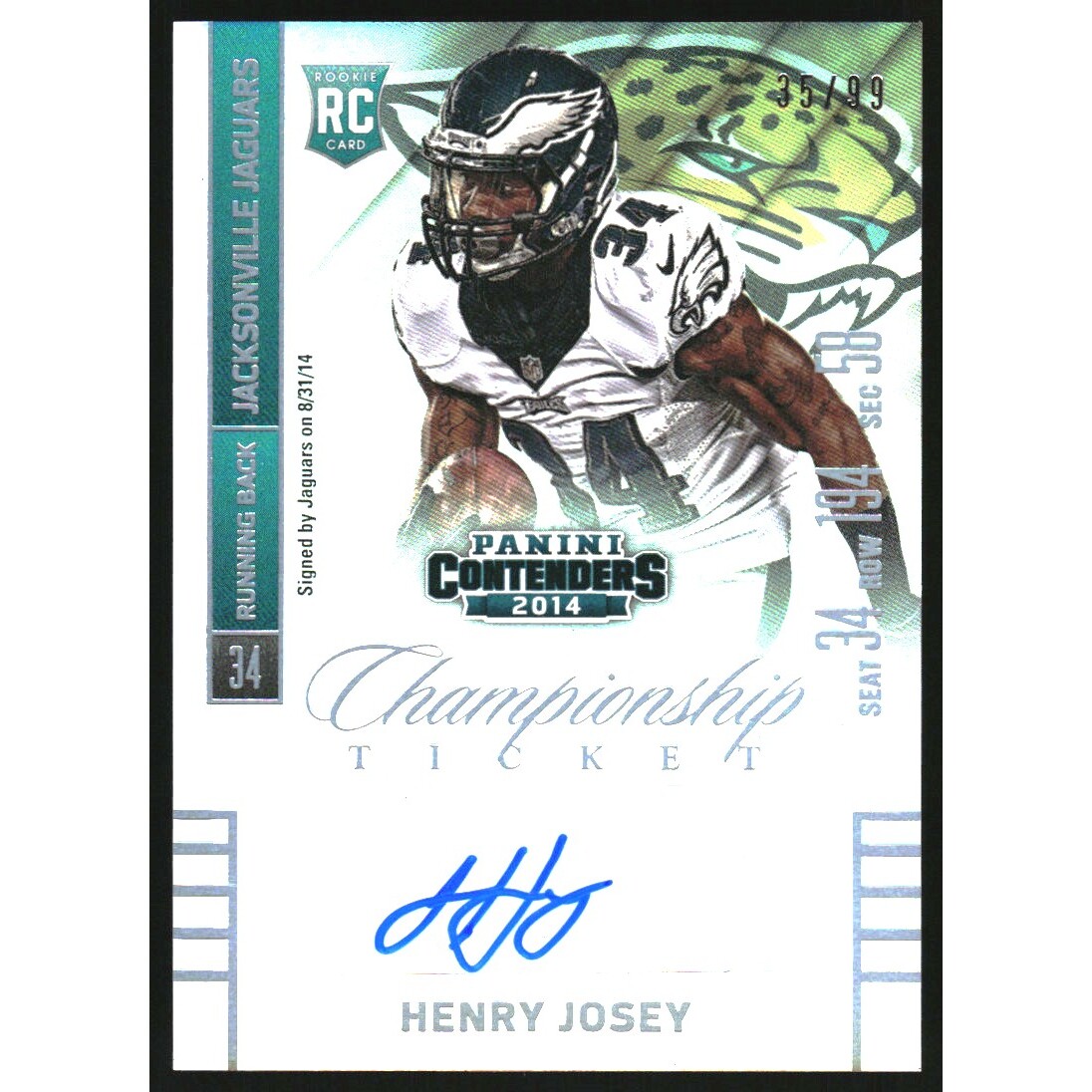 2014 Panini Contenders Championship Ticket #131A Henry Josey AU