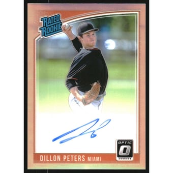 2018 Donruss Optic Rated Rookies Signatures Red #RRSDP Dillon Peters/50