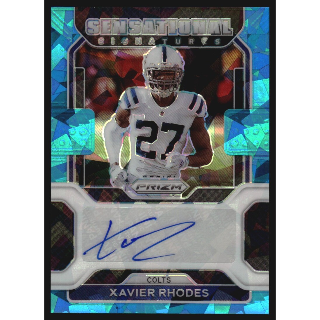 2021 Panini Prizm Sensational Signatures Prizms Blue Ice #19 Xavier Rhodes/75. rookie card picture