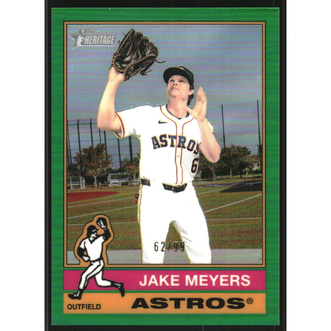 2025 Topps Heritage Chrome Green Refractors #674 Jake Meyers. rookie card picture