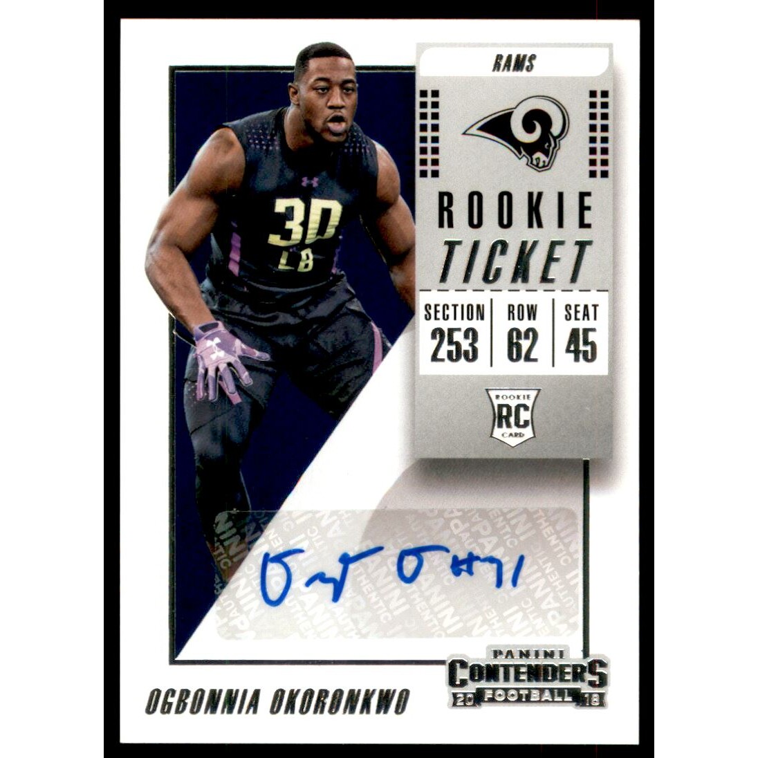 2018 Panini Contenders #229 Ogbonnia Okoronkwo AU RC. rookie card picture