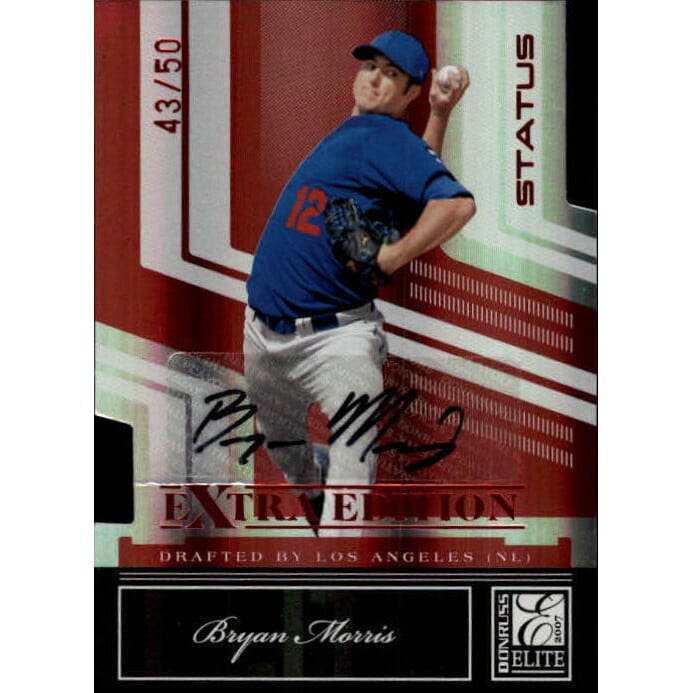 2007 Donruss Elite Extra Edition Signature Status #10 Bryan Morris/50. rookie card picture