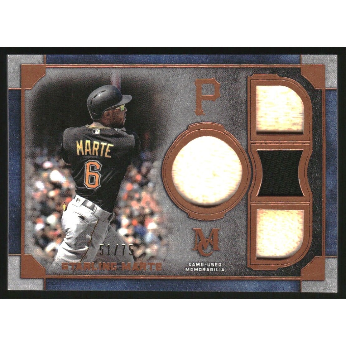 2019 Topps Museum Collection Primary Pieces Quad Relics Copper #SPQRSM Starling Marte. rookie card picture