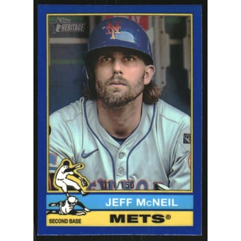 2025 Topps Heritage Chrome Blue Refractors #31 Jeff McNeil