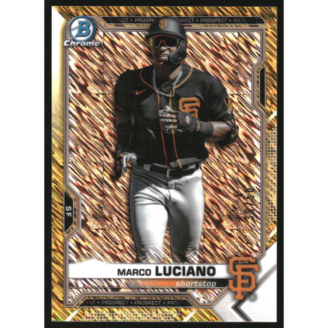 2021 Bowman Chrome Prospects Gold Shimmer Refractors #BCP229 Marco Luciano 2021 Bowman Chrome Prospects Gold Shimmer Refractors #BCP229 Marco Luciano