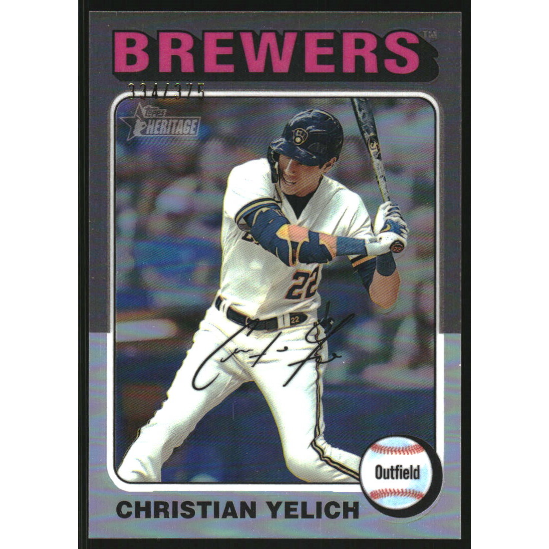2024 Topps Heritage Chrome Silver Refractors #369 Christian Yelich/375
