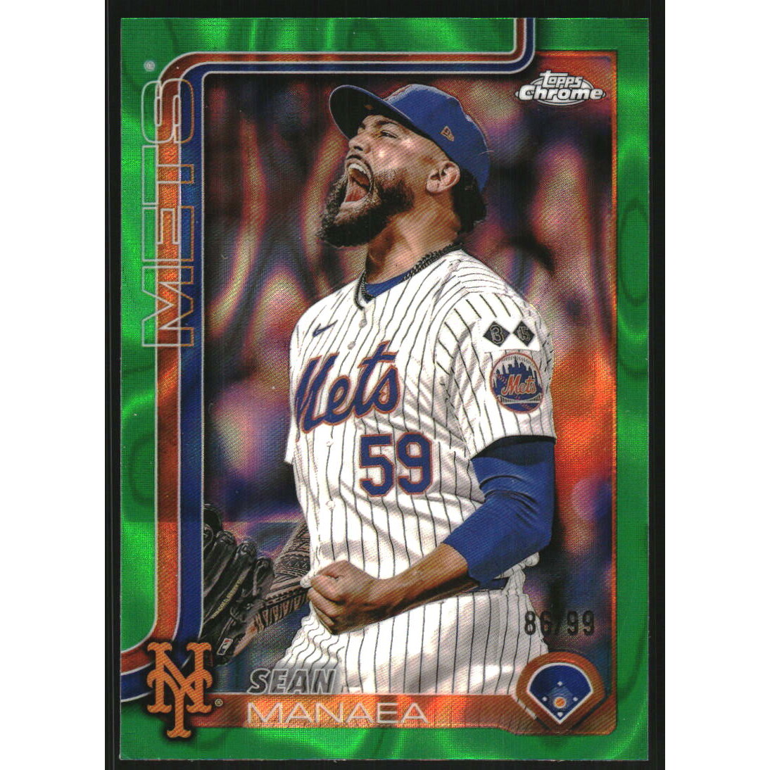 2025 Topps Chrome Green Lava Refractors #287 Sean Manaea. rookie card picture