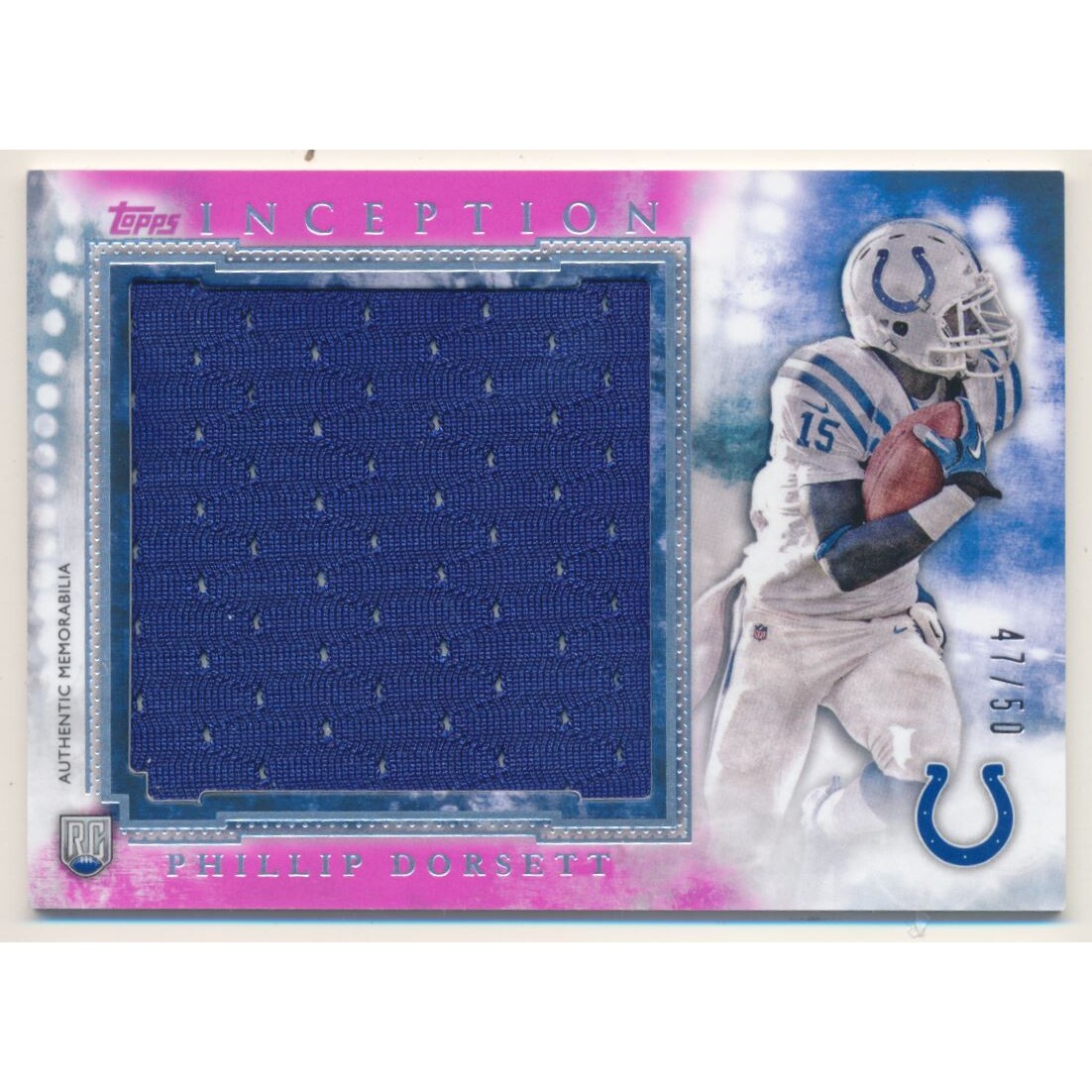 2015 Topps Inception Rookie Relics Jumbo Patch Magenta #RJRPD Phillip Dorsett. rookie card picture