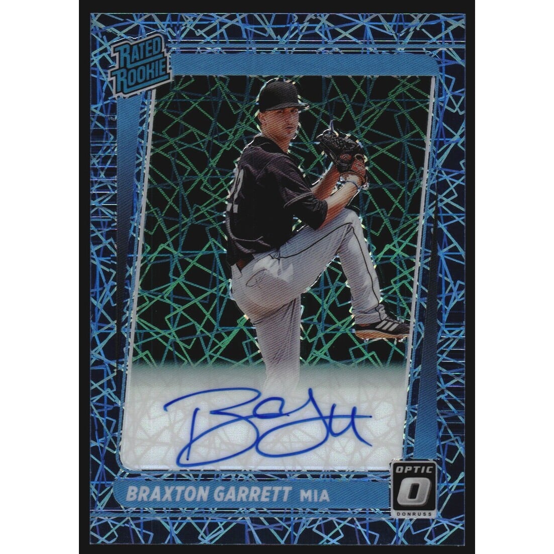 2021 Donruss Optic Rated Rookies Signatures Carolina Blue Velocity #46 Braxton Garrett/75. rookie card picture