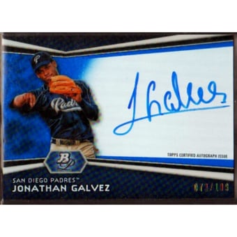 2012 Bowman Platinum Prospect Autographs Blue Refractors #JG Jonathan Galvez