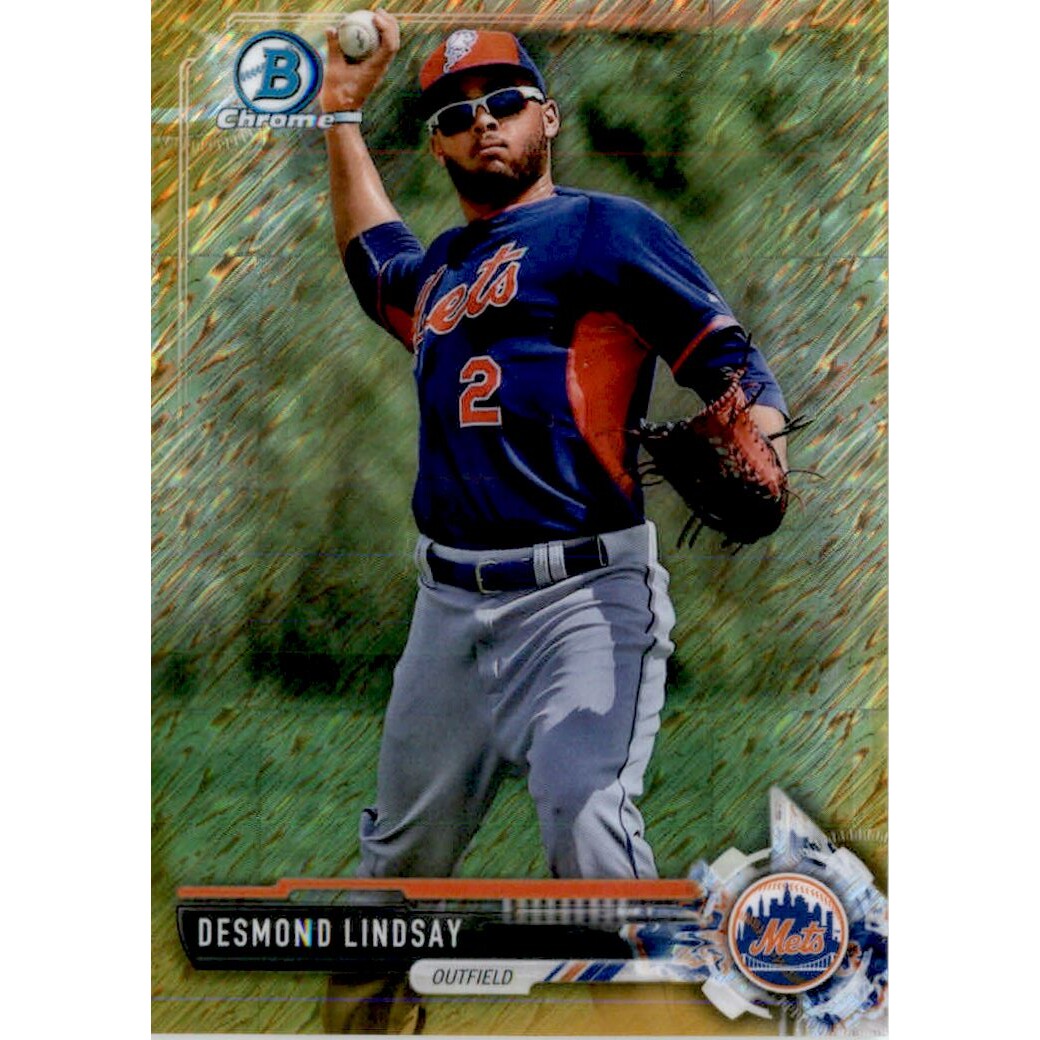 2017 Bowman Chrome Prospects Gold Shimmer Refractors #BCP179 Desmond Lindsay. rookie card picture