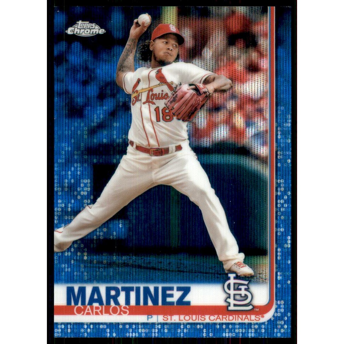 2019 Topps Chrome Blue Wave Refractors #149 Carlos Martinez. rookie card picture