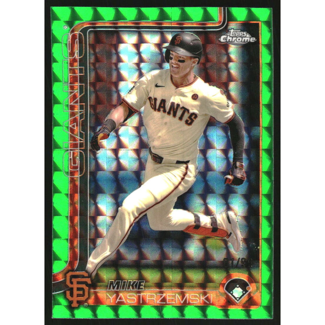 2025 Topps Chrome Green Geometric Refractors #40 Mike Yastrzemski
